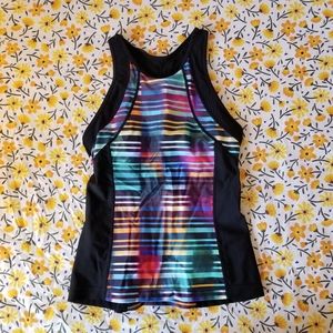Athleta Striped High Neck Racerback Tankini Top